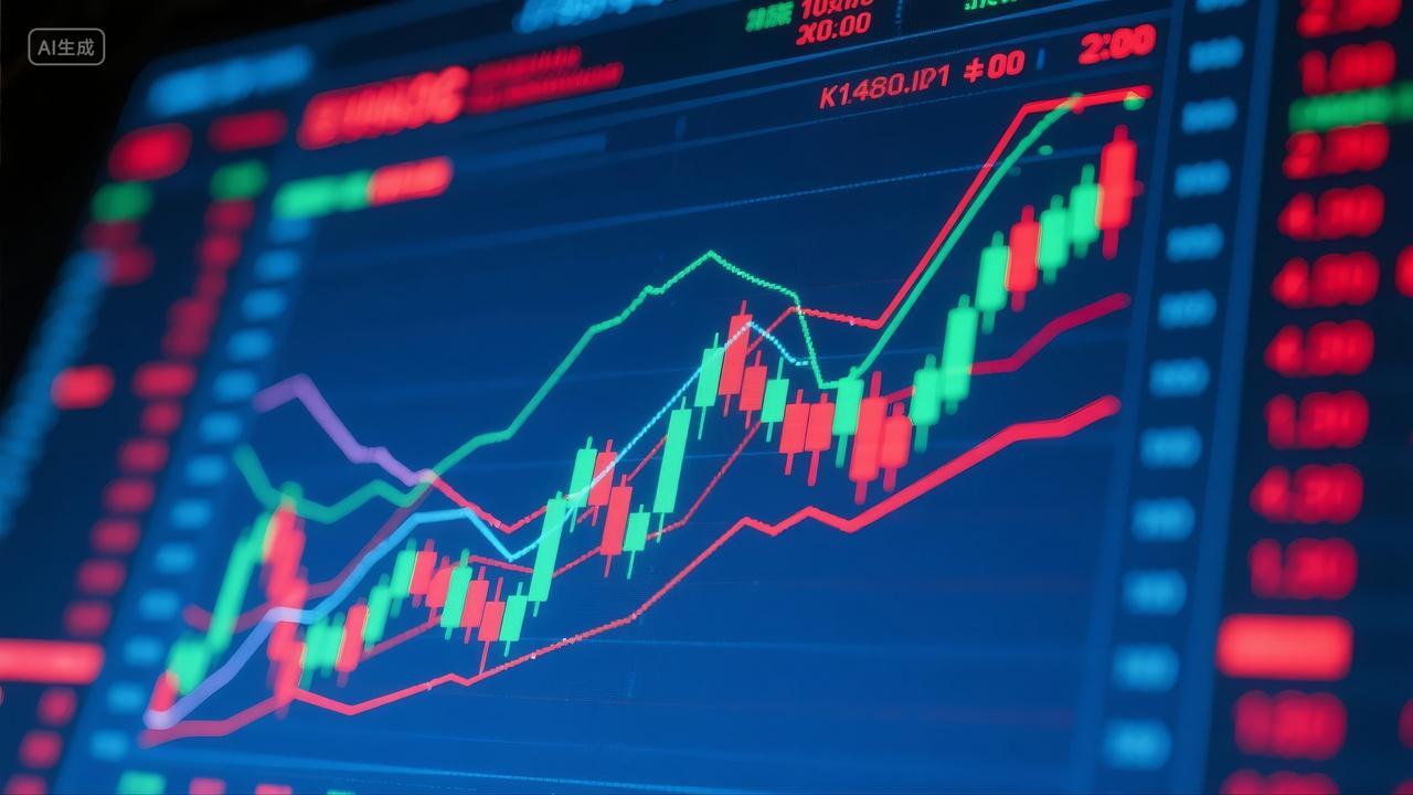 金融股票K线图数据分析投资理财科技背景