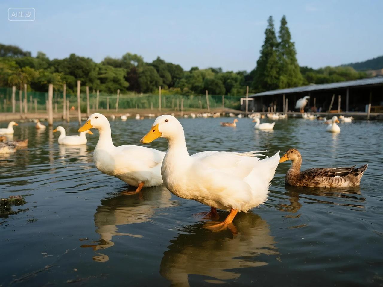 农场生态园养鸭场摄影图