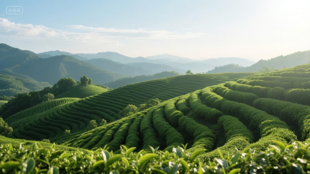 清明节气龙井茶园梯田春季自然风光背景
