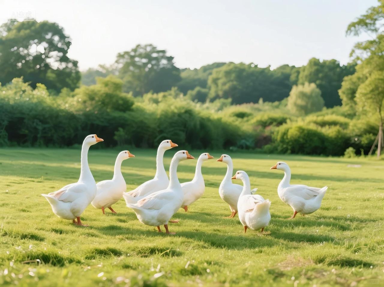 草坪鹅群高清图