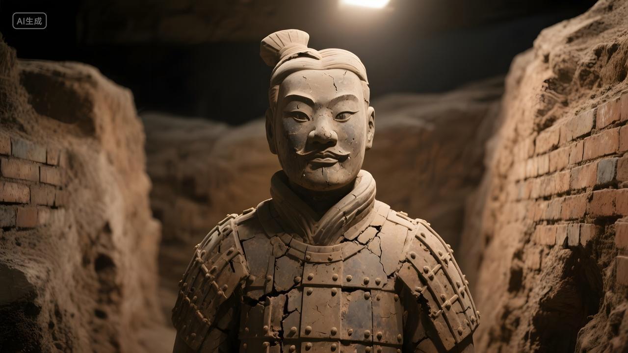 中国风中国传统兵马俑特写历史雕塑艺术