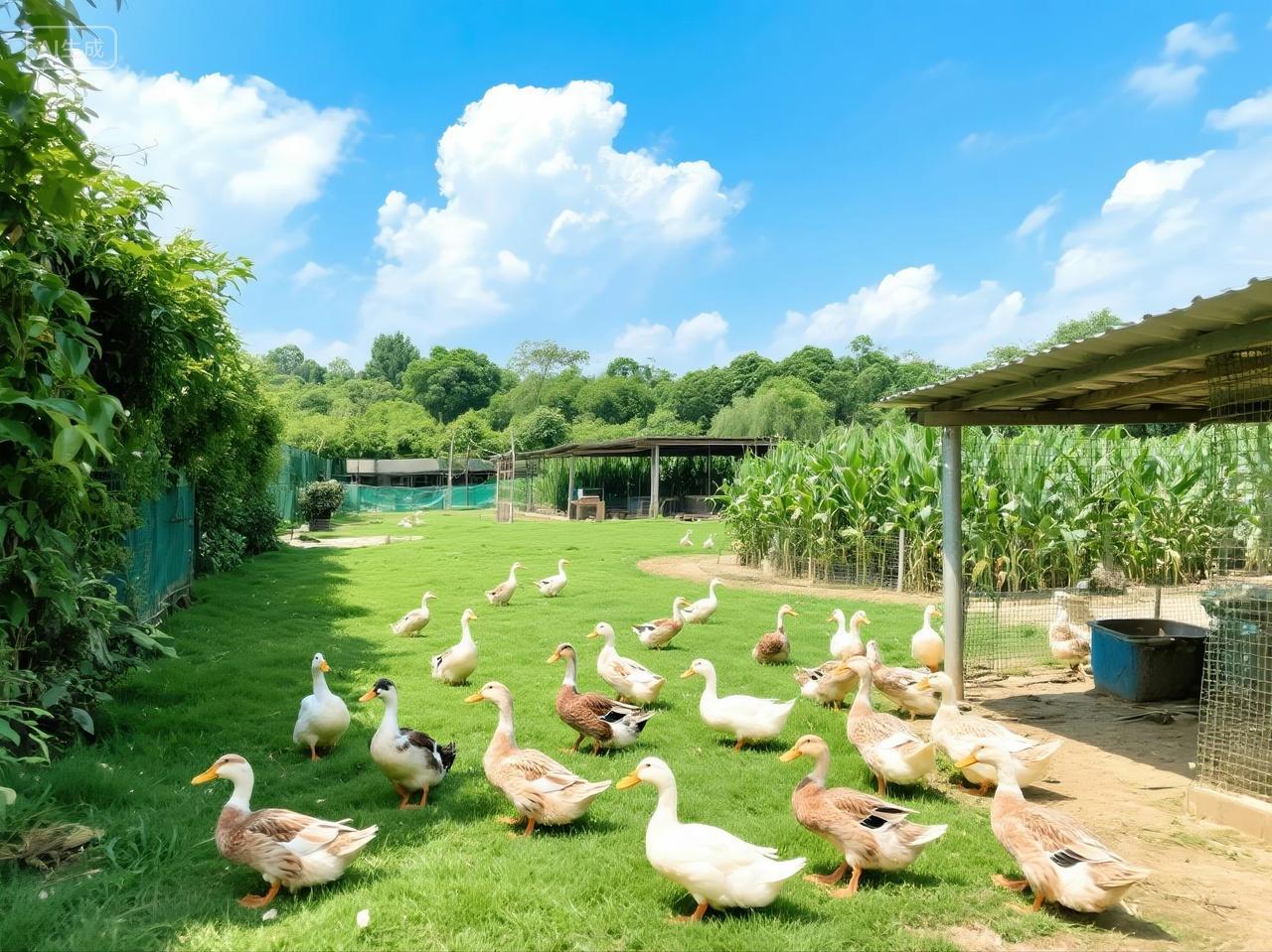 生态园养鸭场摄影图