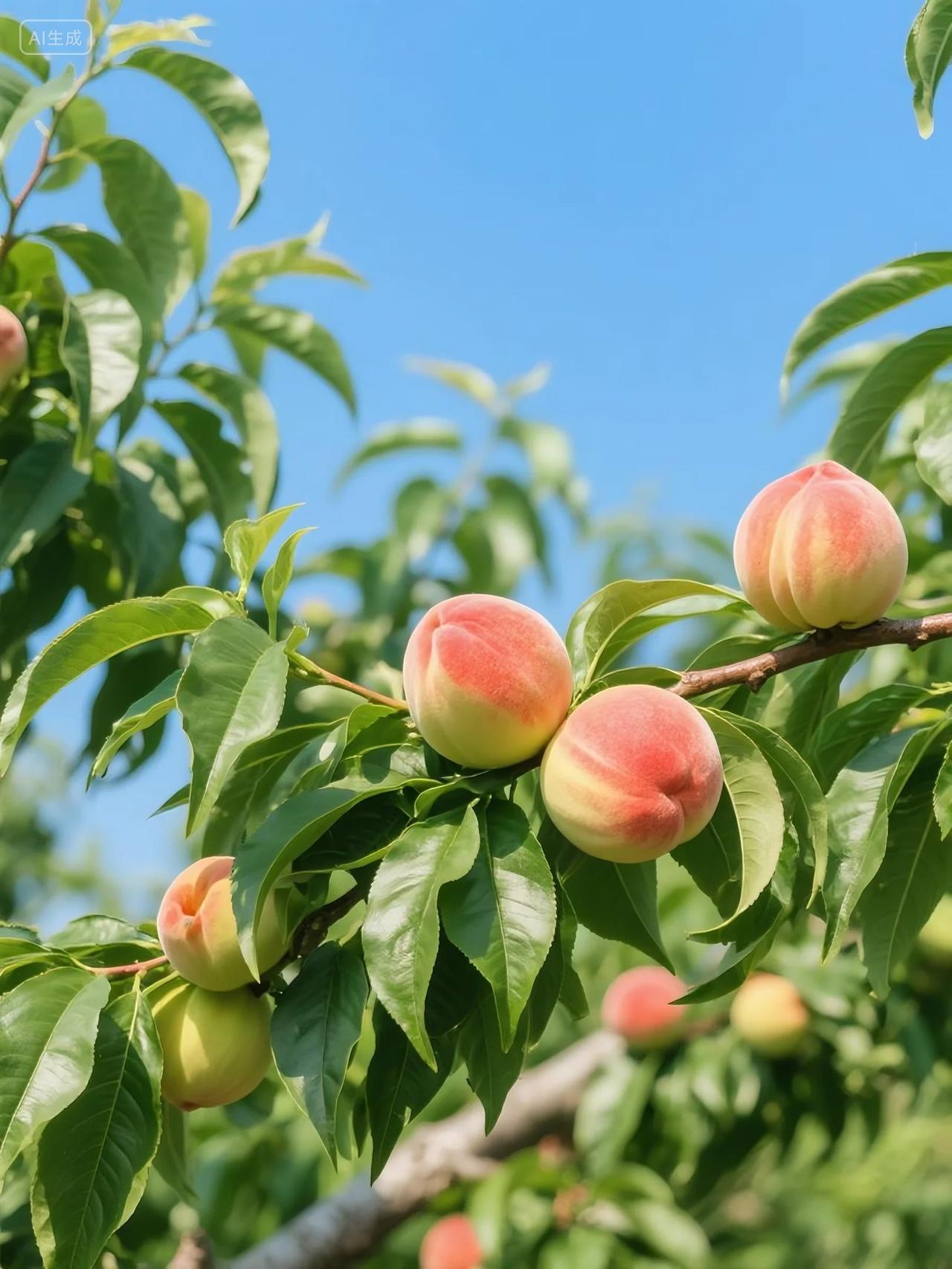 桃园果实丰收摄影图