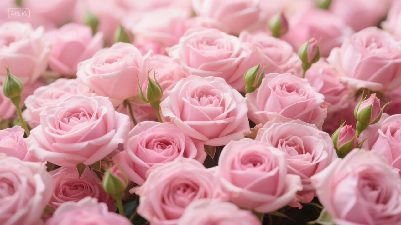 情人节母亲节粉色玫瑰花束浪漫唯美背景