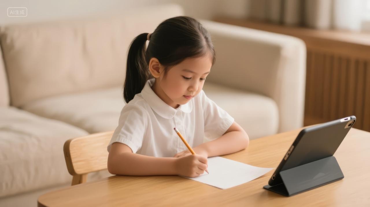 儿童居家在线学习网课教育平板专注背景