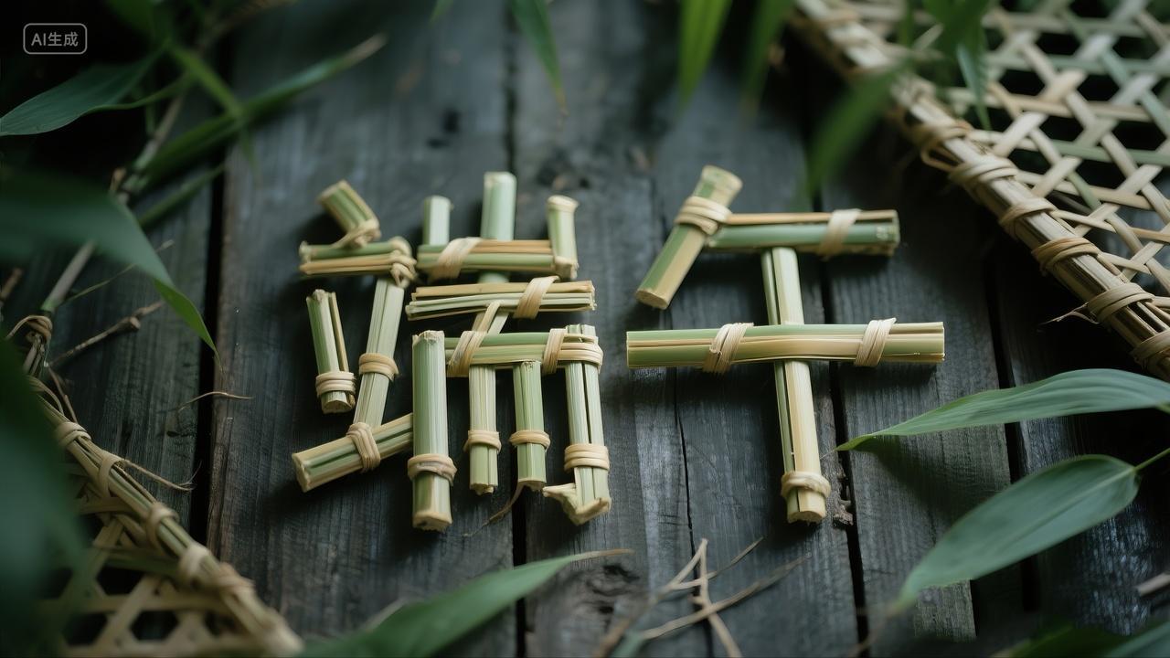 传统手工技艺竹编端午字体
