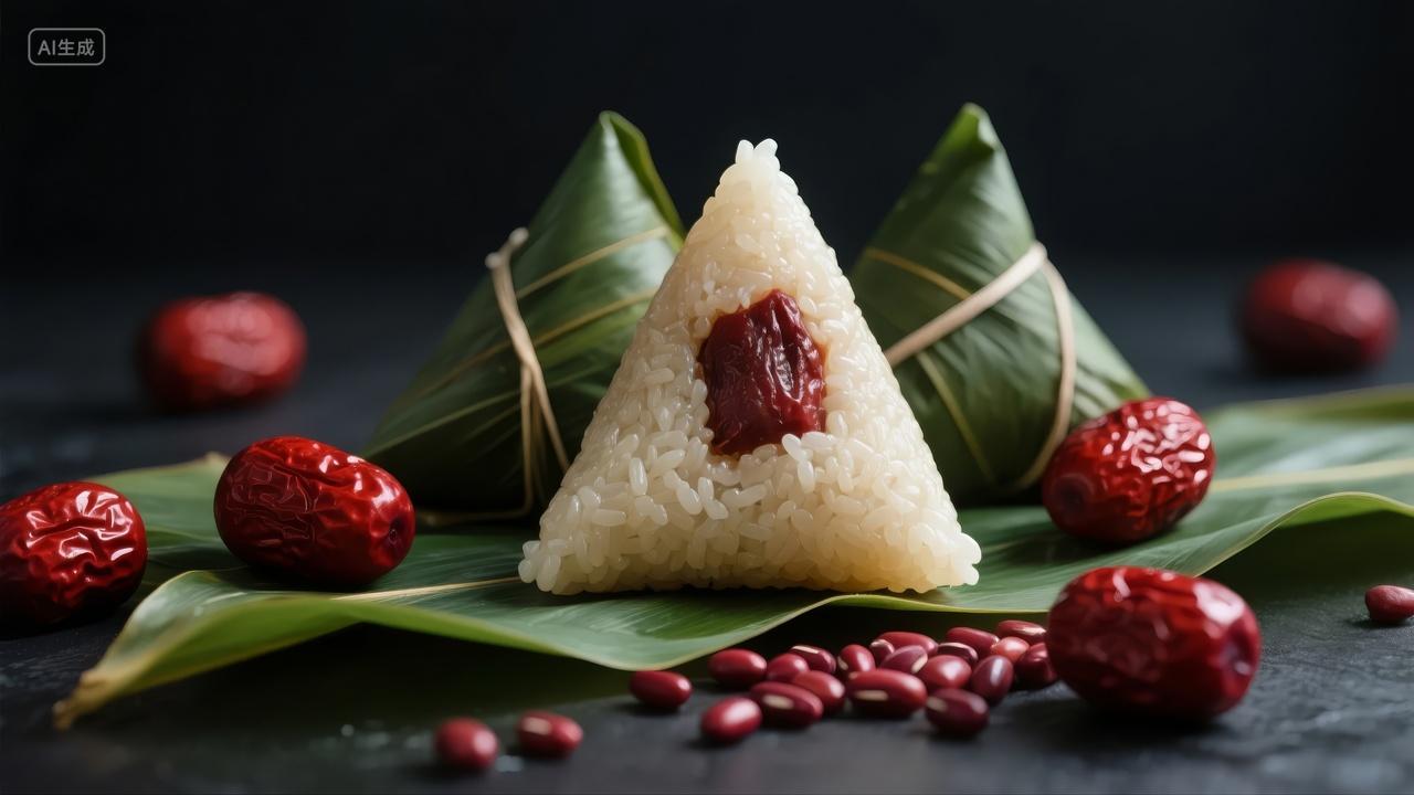 端午节红豆粽子传统美食节日习俗静物背景