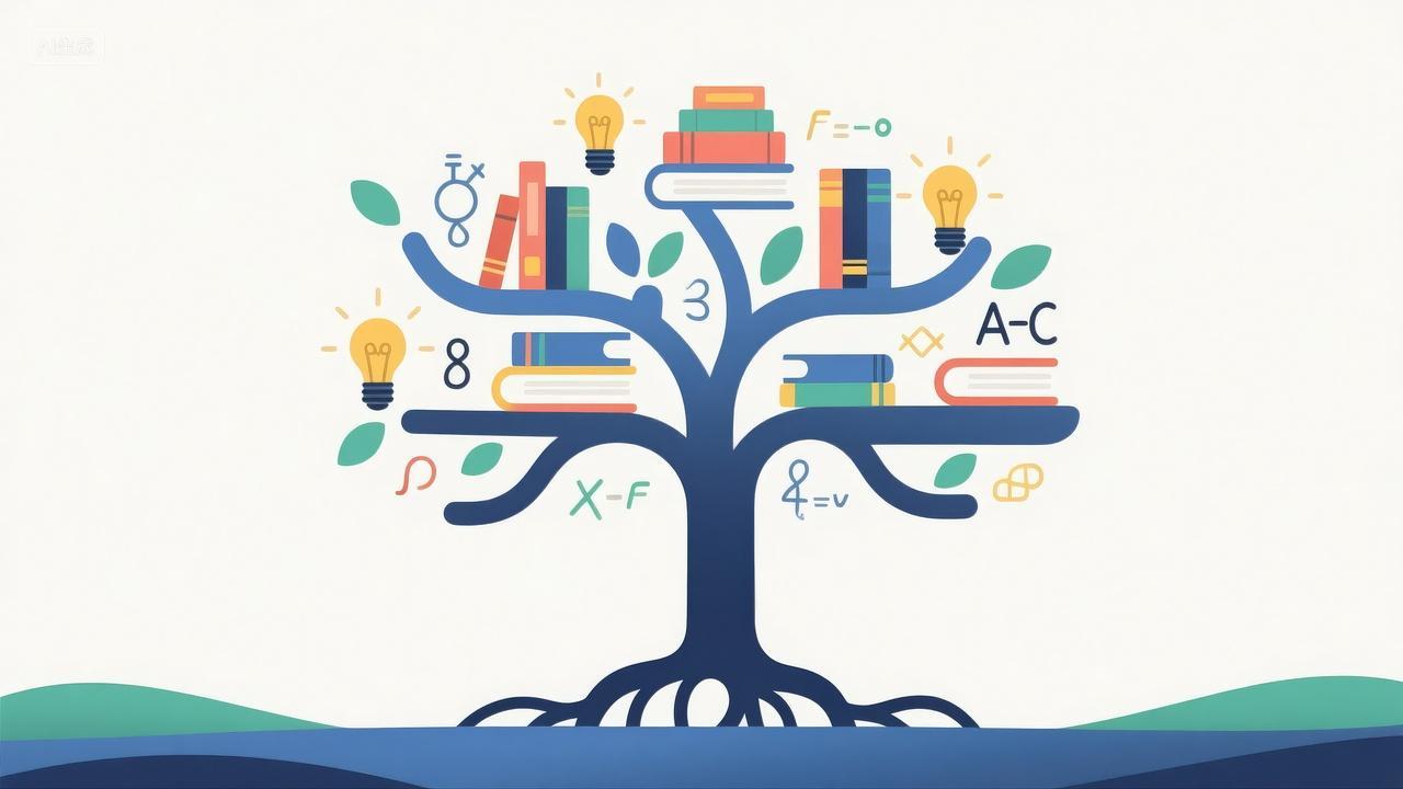 知识树教育成长学习智慧书籍插画创意背景图