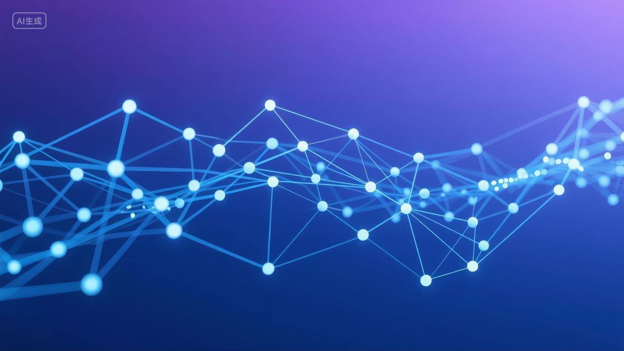 科技网络数据连接节点抽象商务PPT背景图