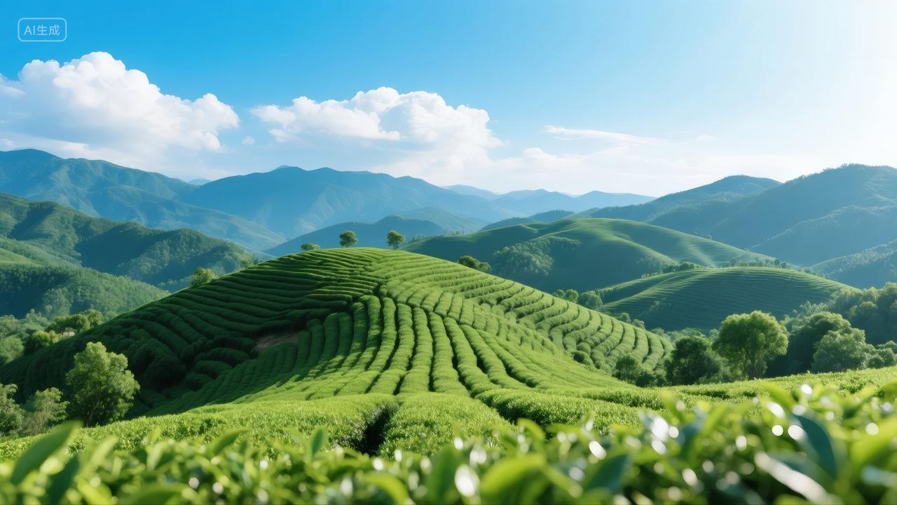清明谷雨生态茶园梯田自然风光旅游背景