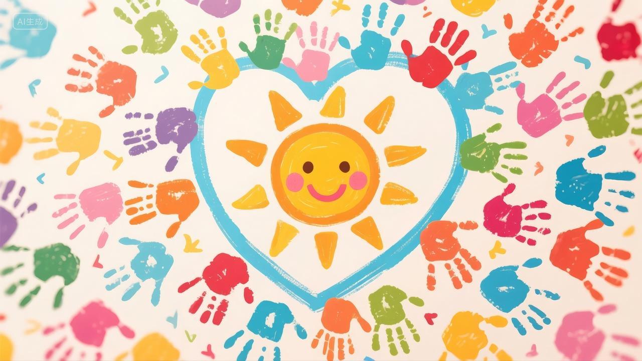 儿童节爱心手印团结关爱公益活动背景图