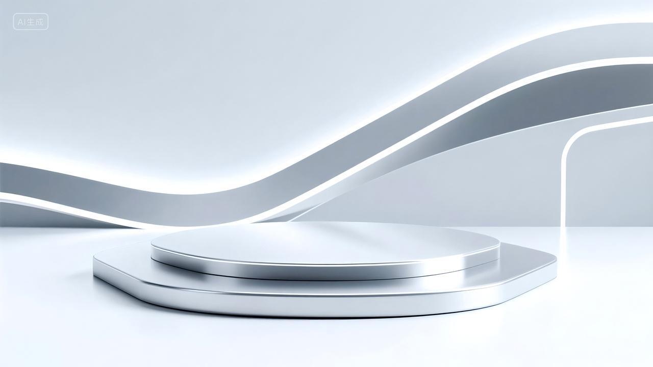 简约未来时尚线条灰白色调高级产品展示台背景模版