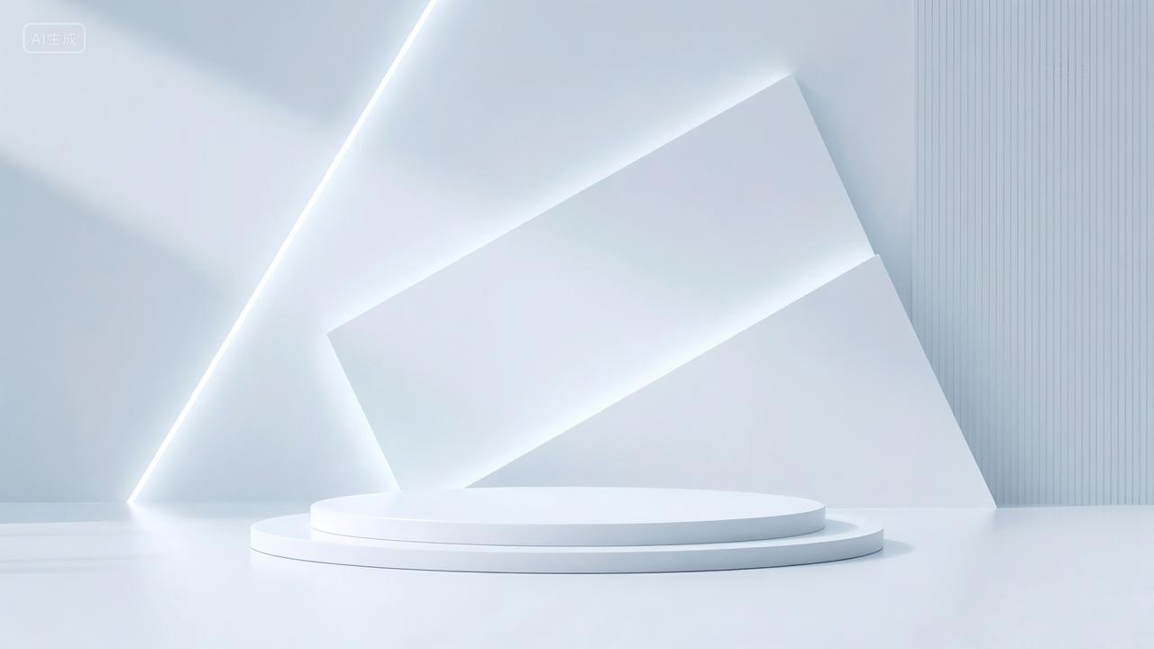 几何形简约白色时尚电商产品展台背景