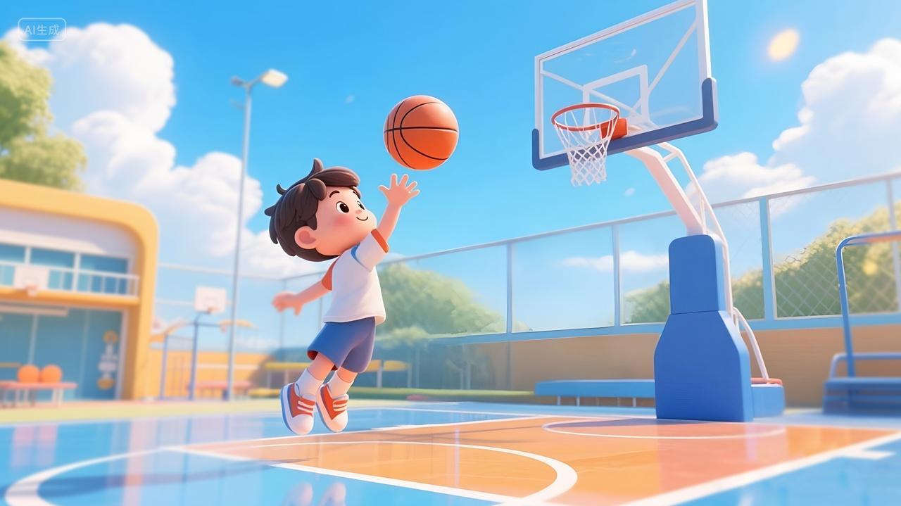 卡通小孩篮球训练篮球培训机构宣传海报背景素材图片