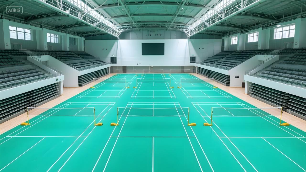 羽毛球馆多片场地大型室内体育场环境摄影图