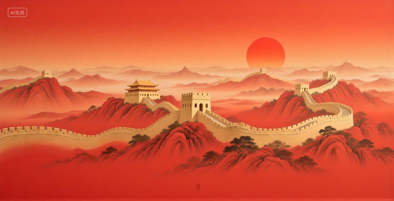 国庆节海报 国庆节海报素材 国庆节底图 中国万里长城背景图平面设计海报设计底图背景红色背景展板设计