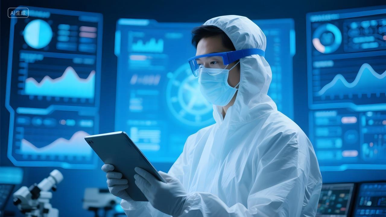 实验室科学家研究生物分子科技背景图