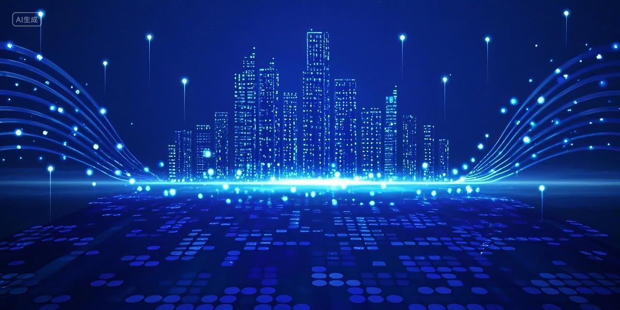 科技城市数据网络连接未来智能商务背景