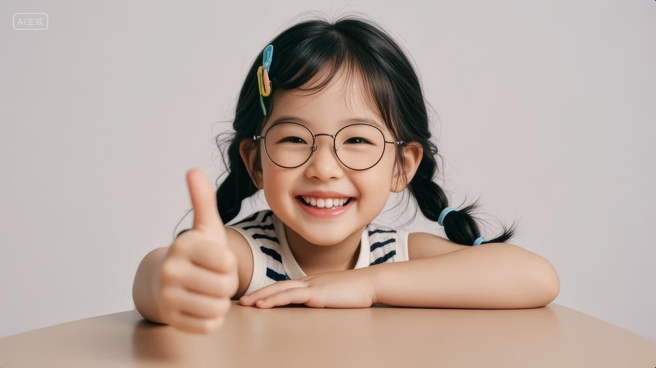 六一儿童节女孩点赞微笑可爱肖像背景图