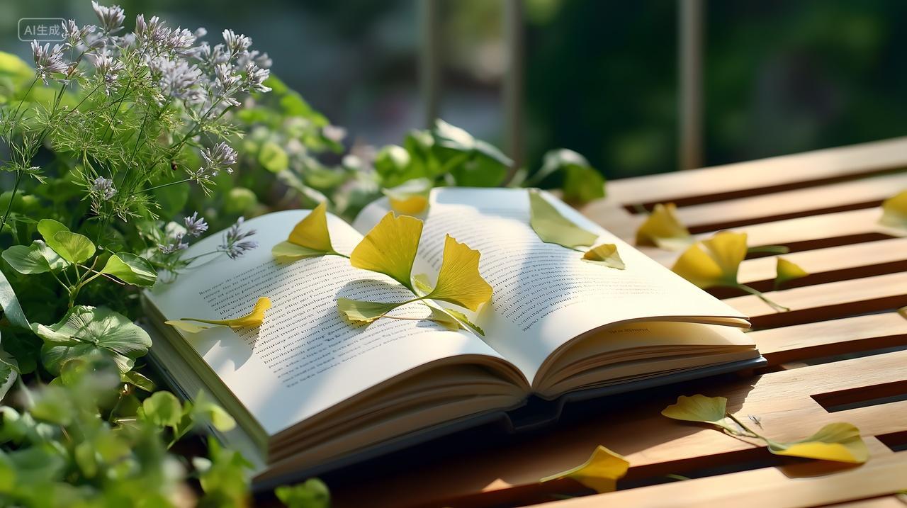 世界读书日椅子书本鲜花唯美背景