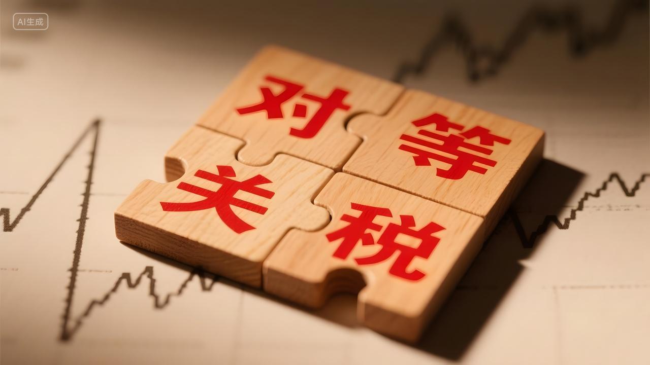 美国对等关税拼图与经济走势关系图解素材