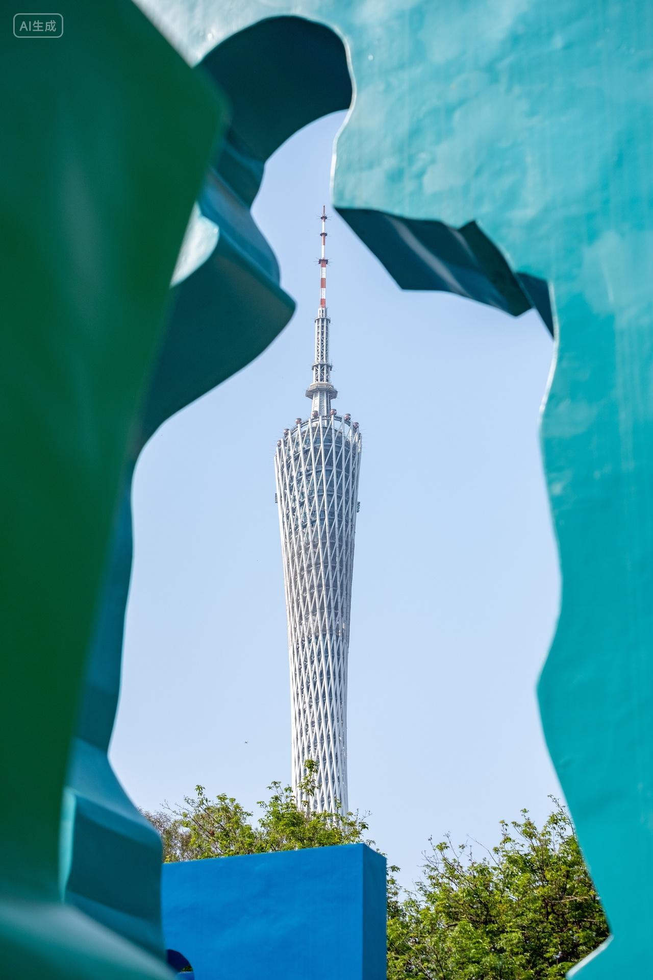 羊城花城广州塔小蛮腰雕塑旅游摄影旅行