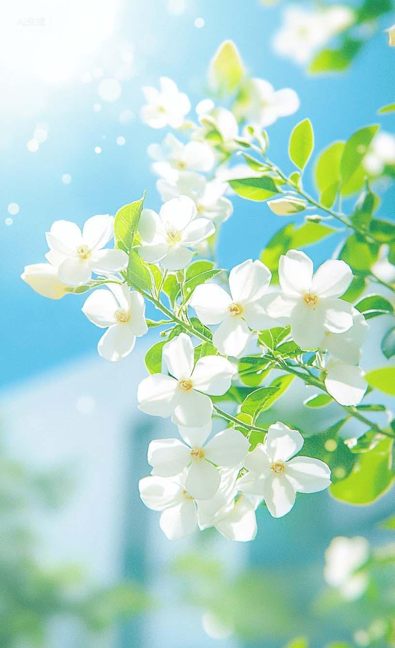 漂亮白色花朵背景AI
