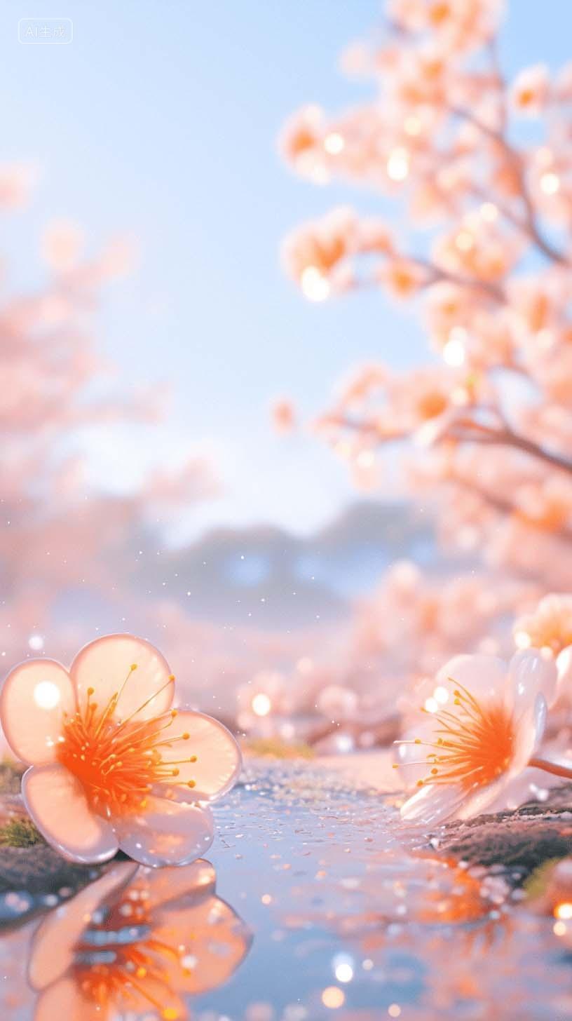 漂亮粉色花朵背景AI