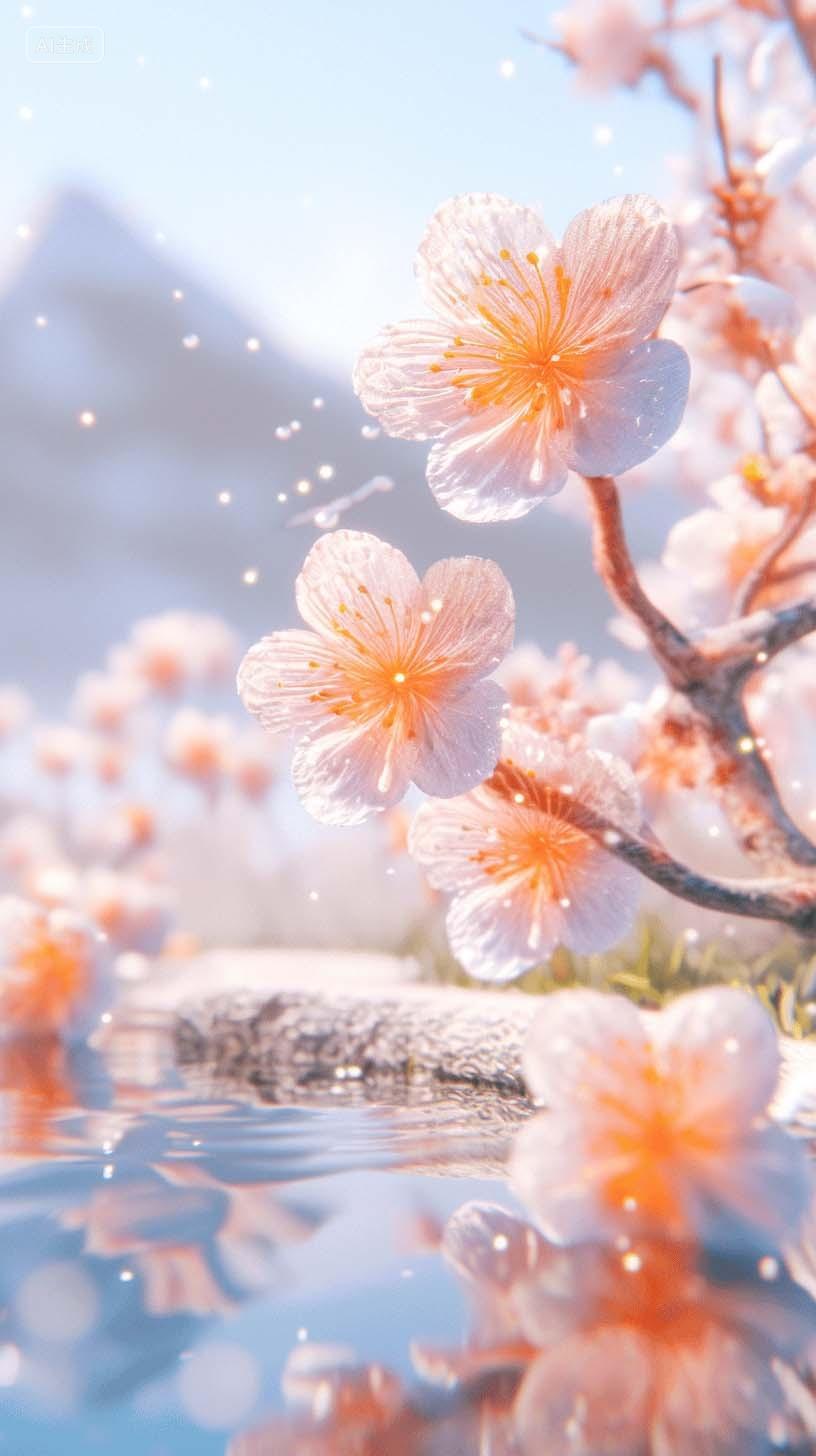 漂亮粉色花朵背景AI