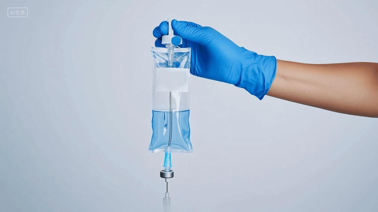 手拿静脉点滴输液背景AI