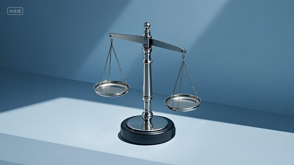 法律法制法律天平图片在蓝色背景上展示AI