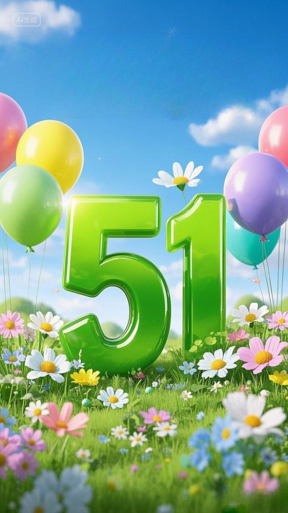 五一劳动节气球劳动节快乐AI