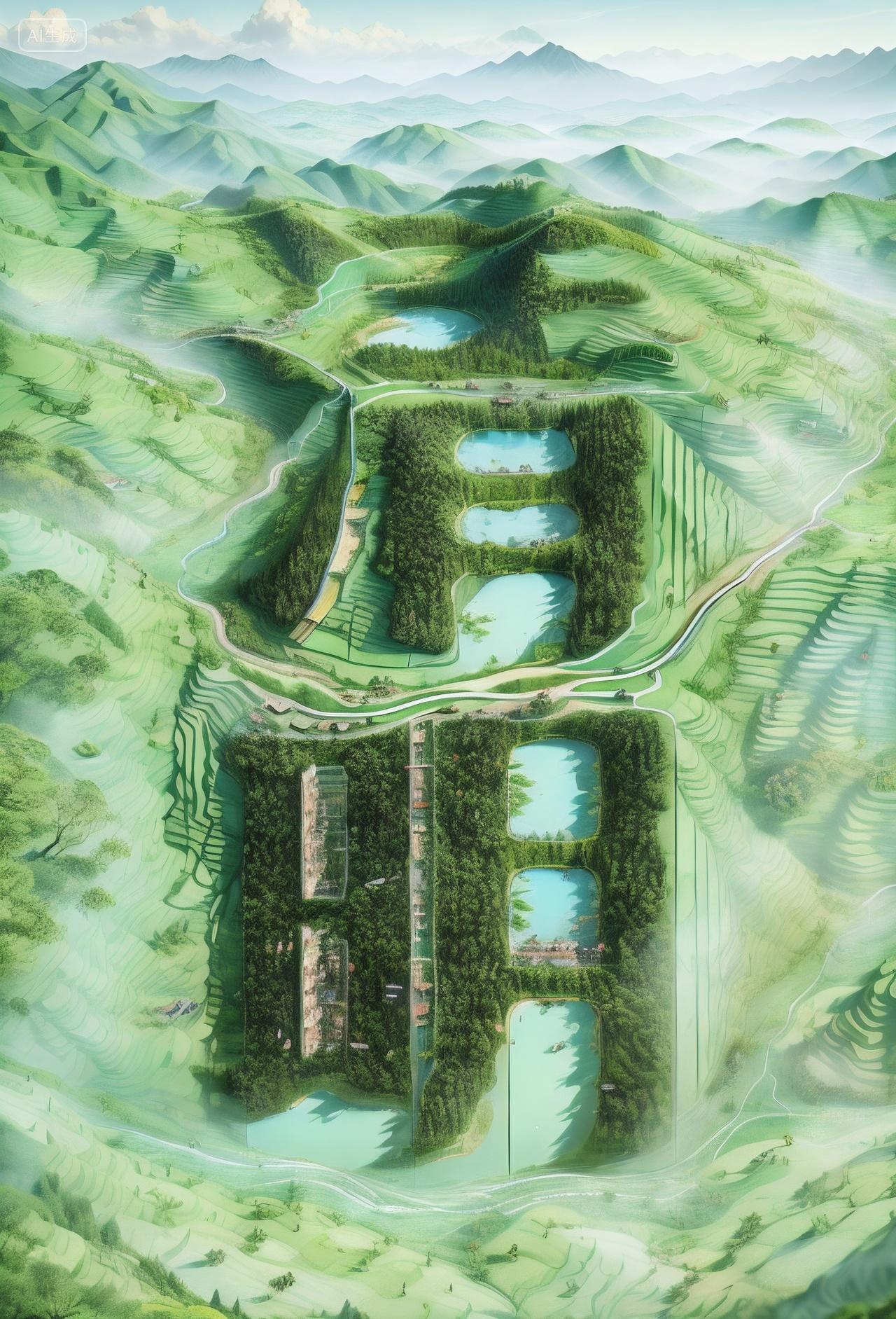 绿色清明节字体海报背景AI