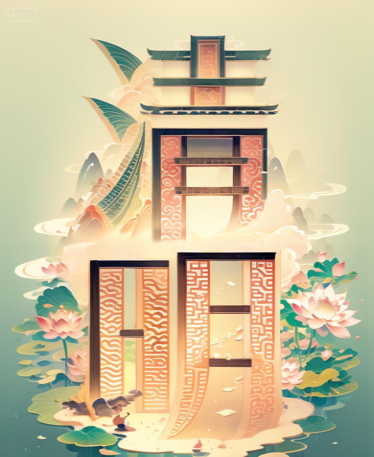 清新简约清明节创意字体背景AI