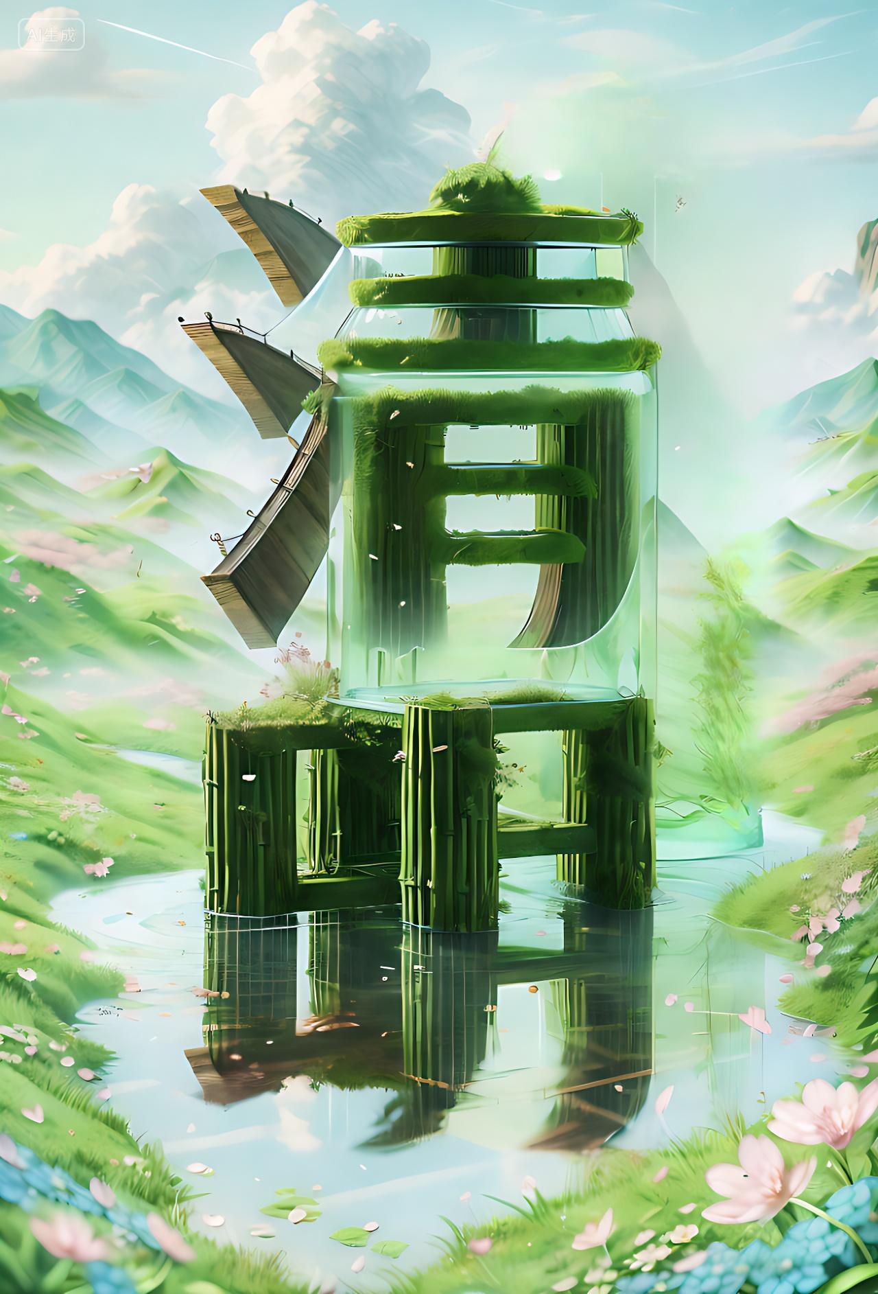 清新简约清明节创意字体背景AI