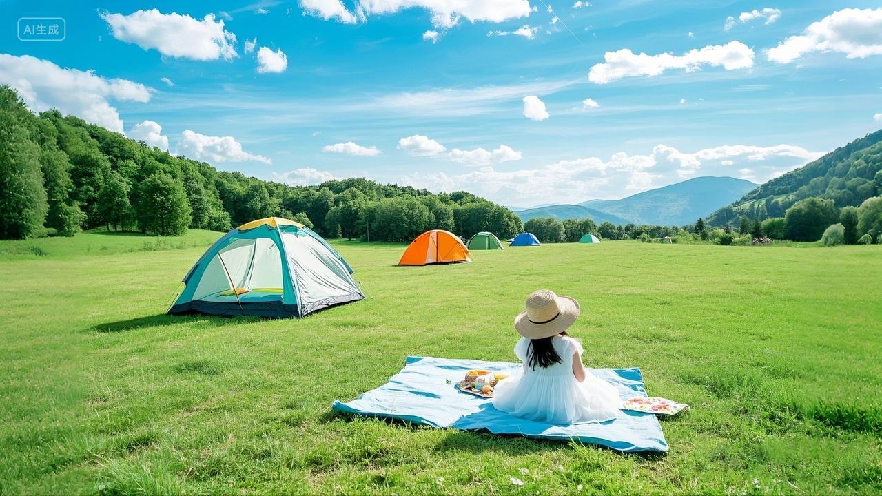 户外露营野餐放风餐场景人物摄影