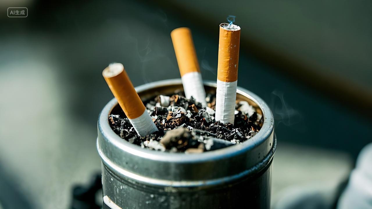 垃圾分类有害垃圾保护环境一个装满烟头的容器AI