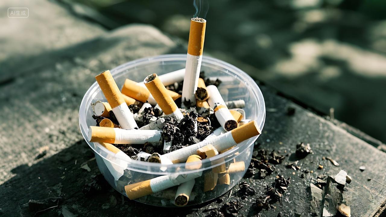 垃圾分类有害垃圾保护环境一个装满烟头的容器AI