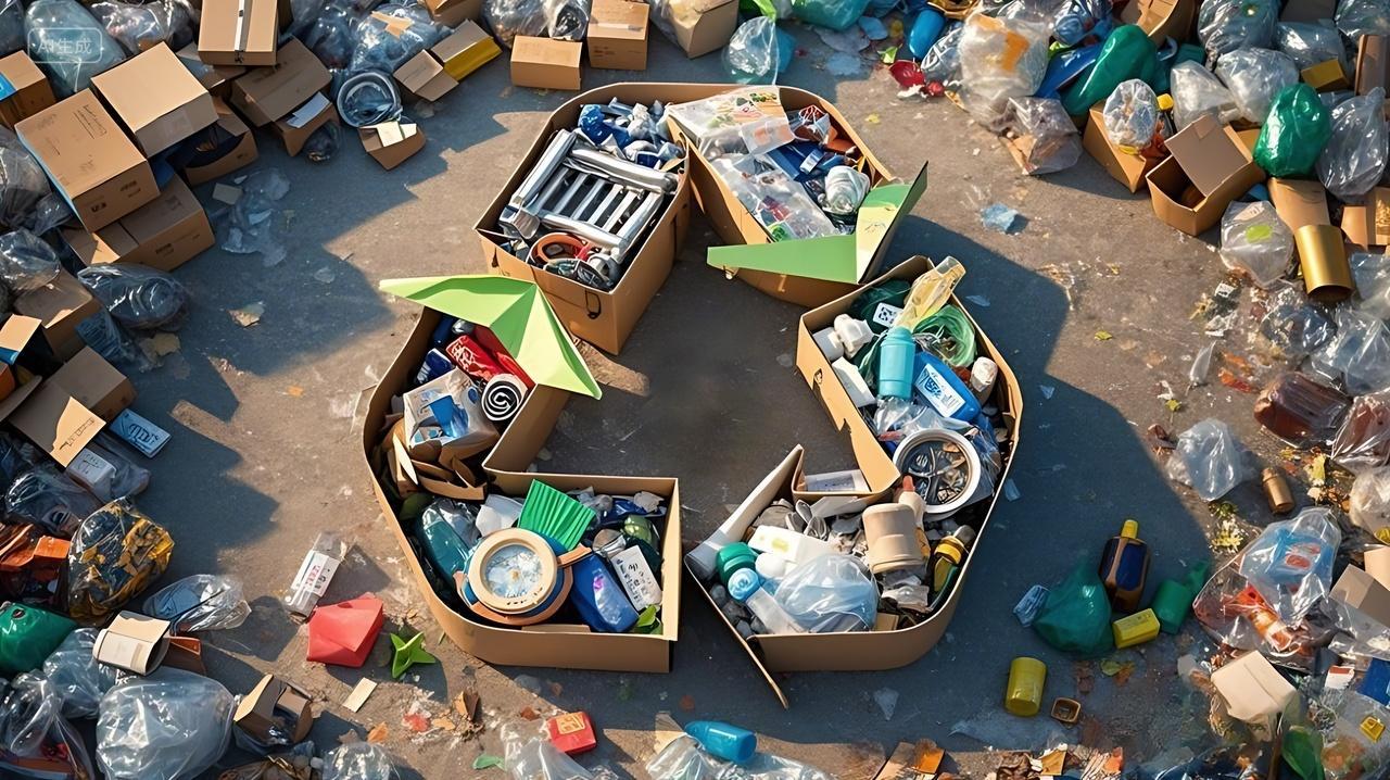 垃圾分类环保回收标识AI