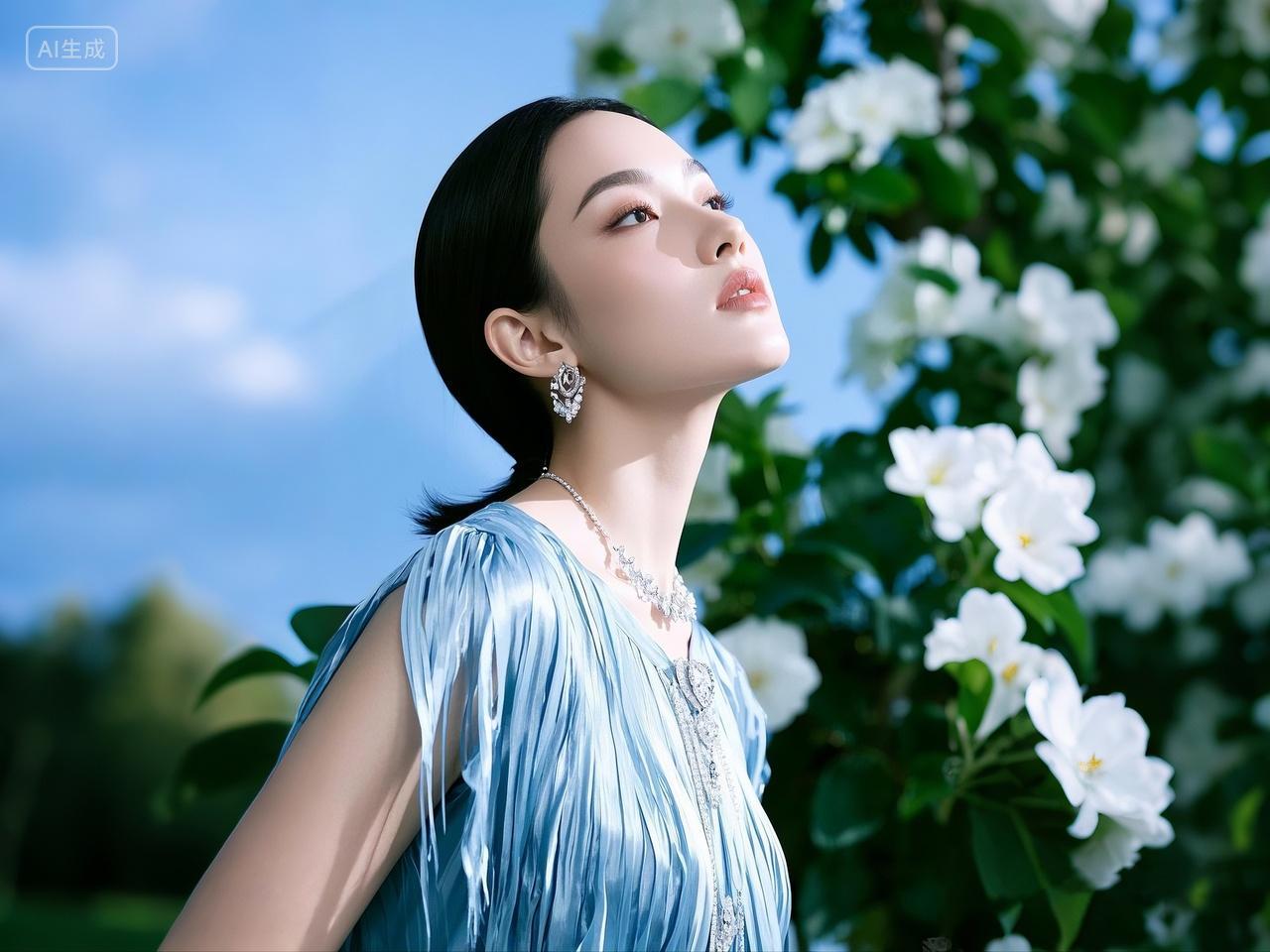 医美模特皮肤美女户外繁花人物摄影