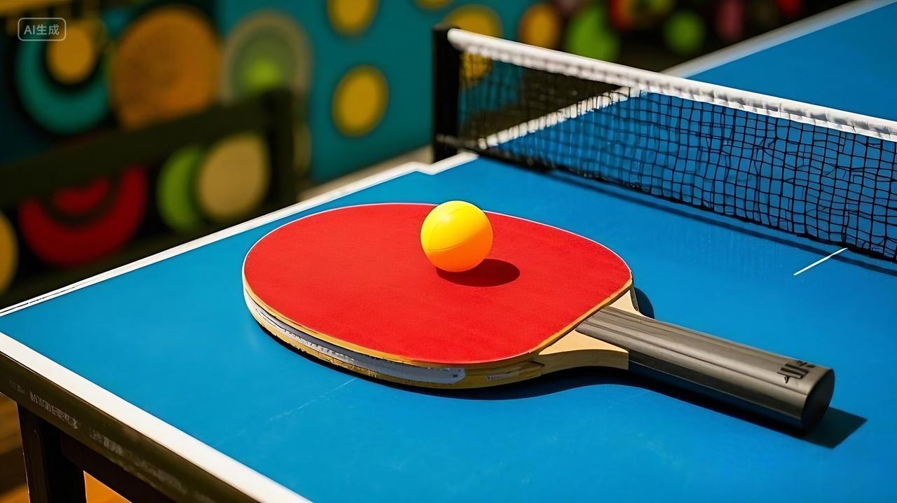 乒乓球拍和乒乓球特写AI