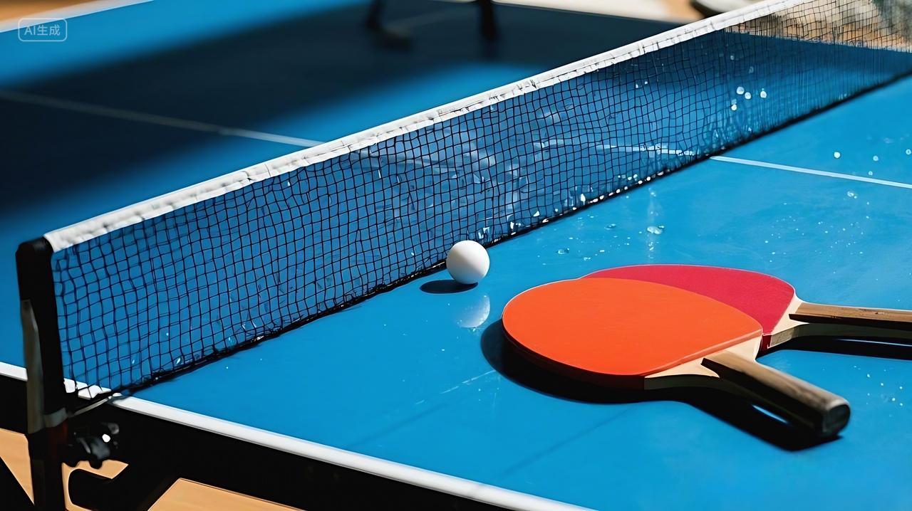 乒乓球拍和乒乓球特写AI