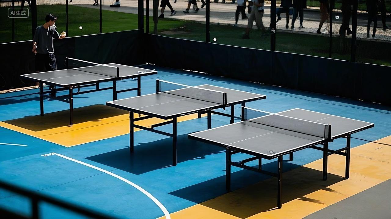 打乒乓球运动场地素材AI