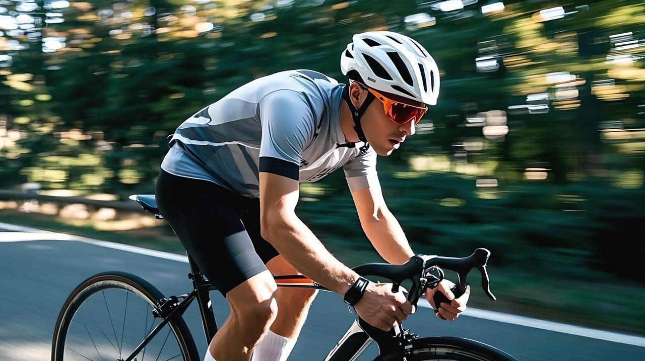 户外运动骑行马路上骑山地车的男子AI