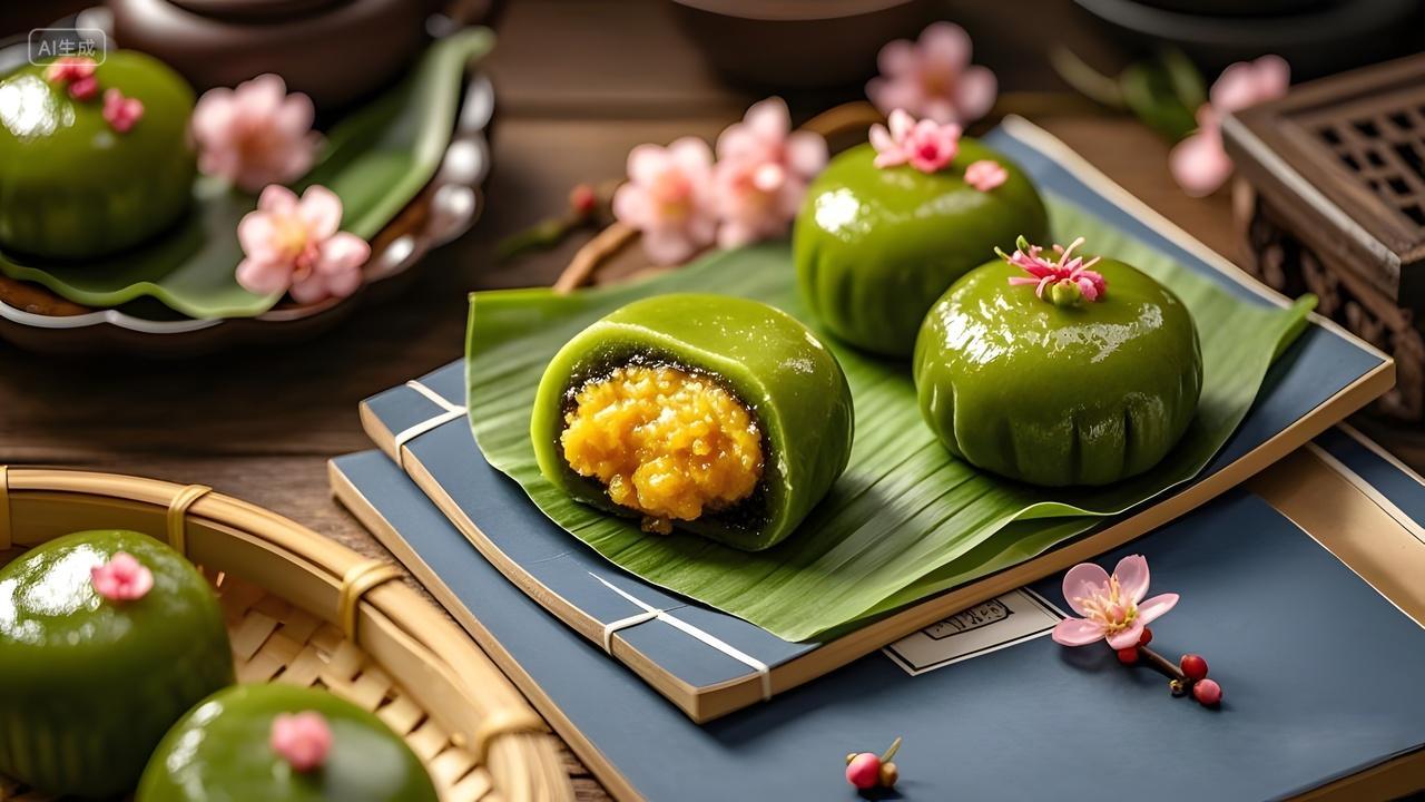 清明节青团传统美食二十四节气文化春日甜点唯美摄影