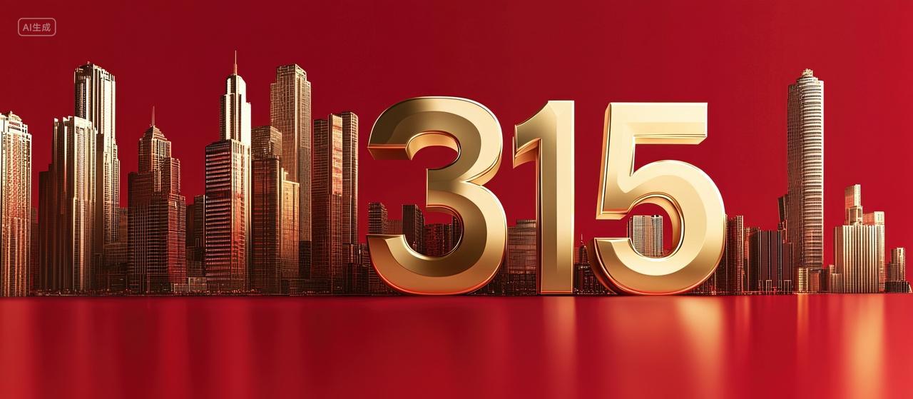 315金色立体字在建筑前金融消费都权益日海报背景