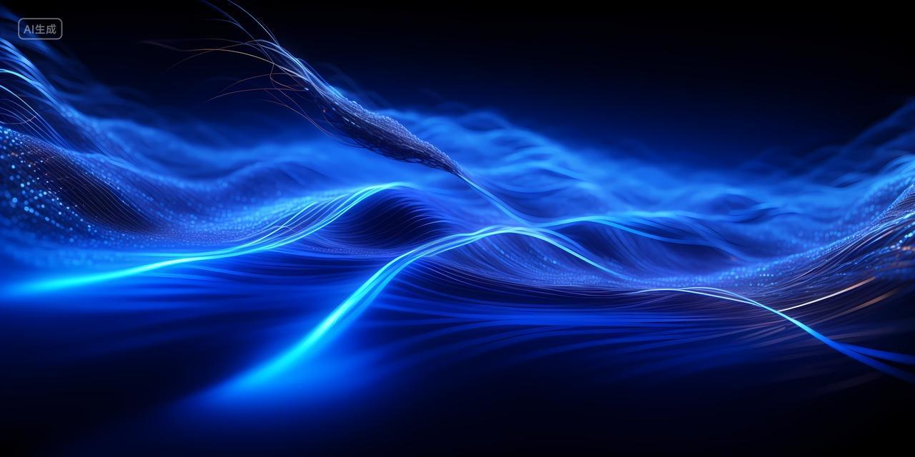 蓝色科技感线条曲线波浪线商务会议光效渐变黑色背景