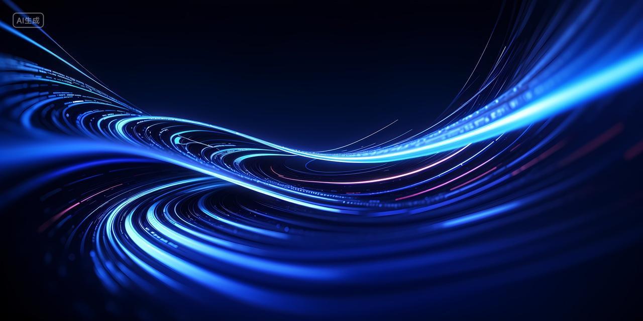 蓝色科技感线条曲线波浪线商务会议光效渐变黑色背景