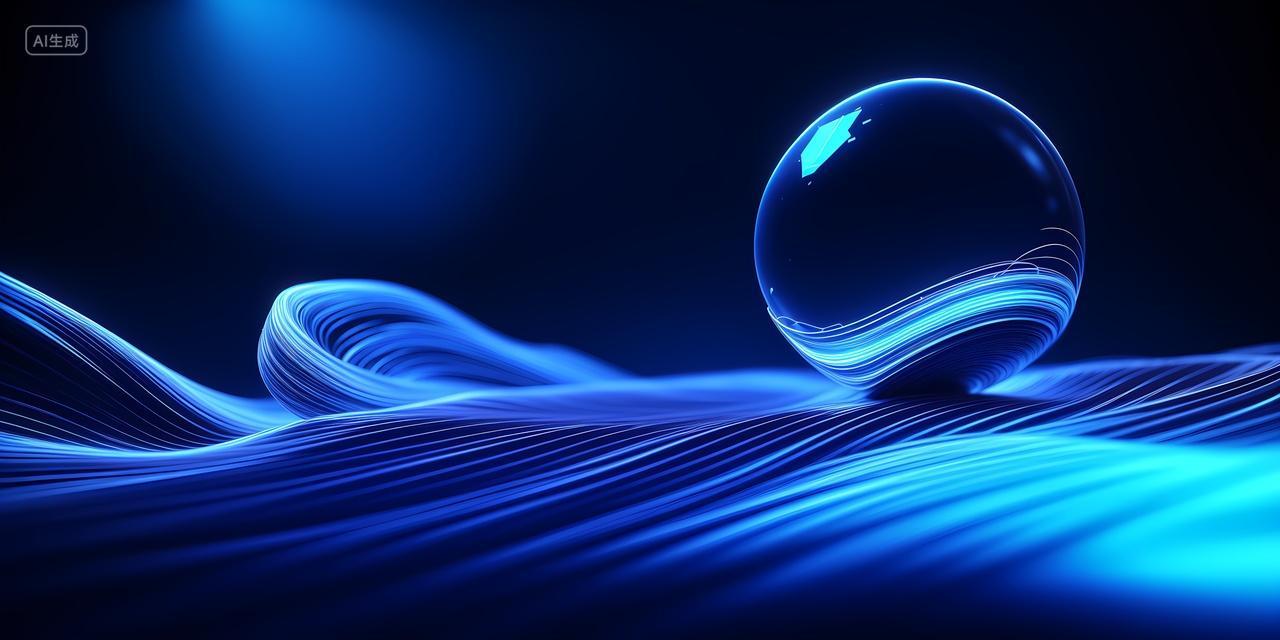 蓝色科技感线条曲线波浪线商务会议光效渐变黑色背景