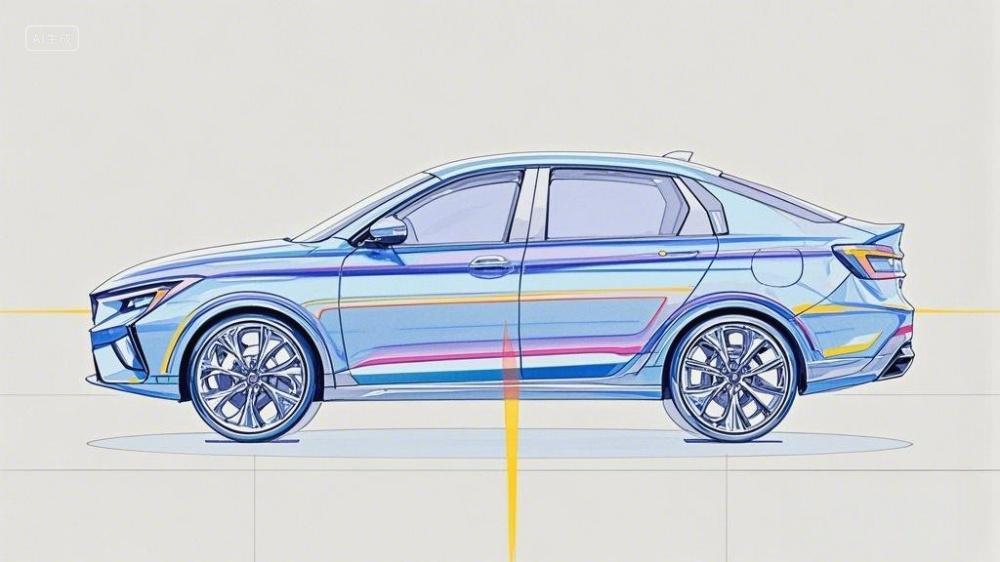 未来科技感汽车的线条勾勒图